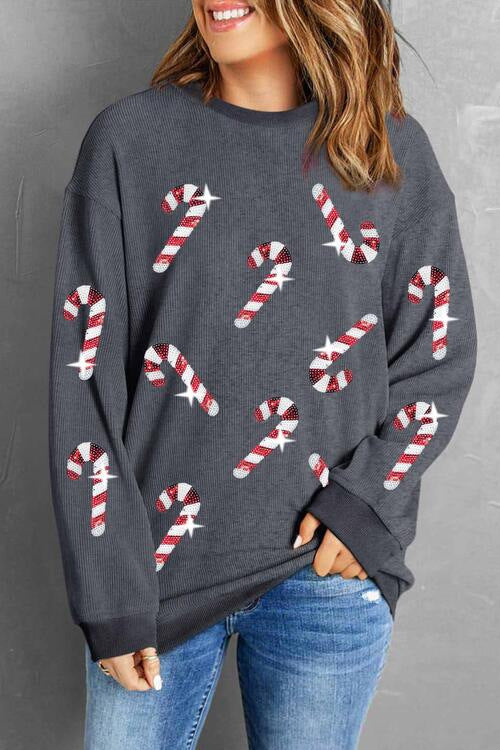 Women's Autumn Loose Round Neck Sequins Mid-length Sweaters