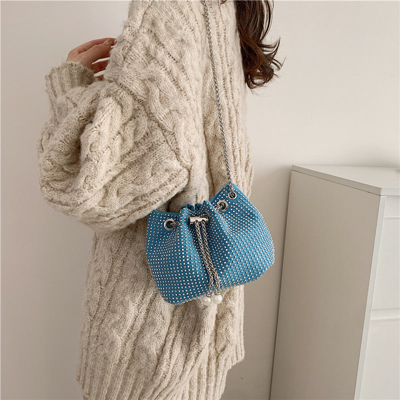 Pearl Chain Korean Style Tassel Shiny Crossbody Bags