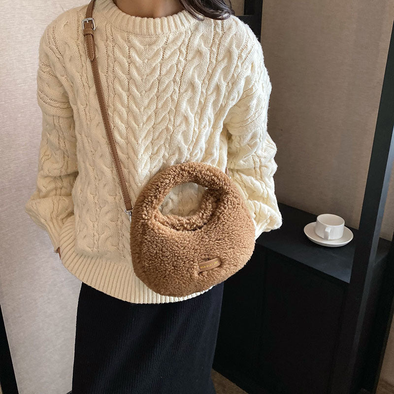 Women's Design Lamb Wool Fashionable Korean Style Crossbody Bags