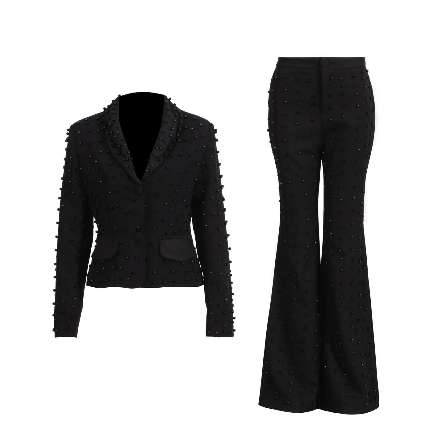 Women's Style Classic High-grade Beaded Solid Color Suits