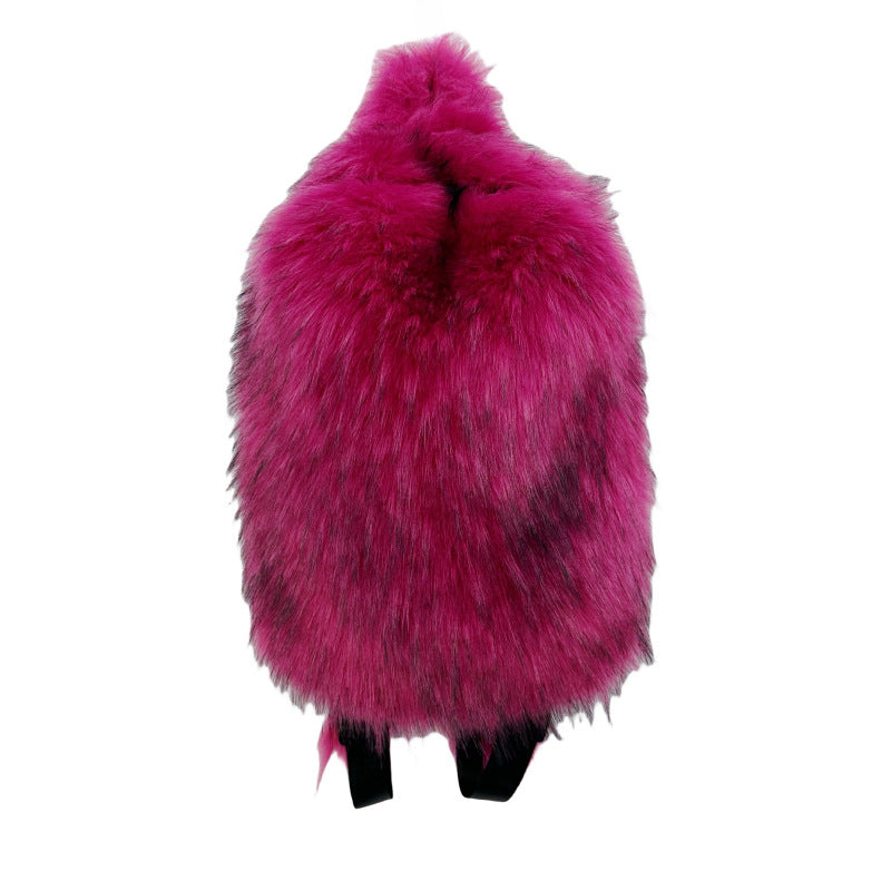 Popular Slouchy Fur Female Versatile Plush Backpacks
