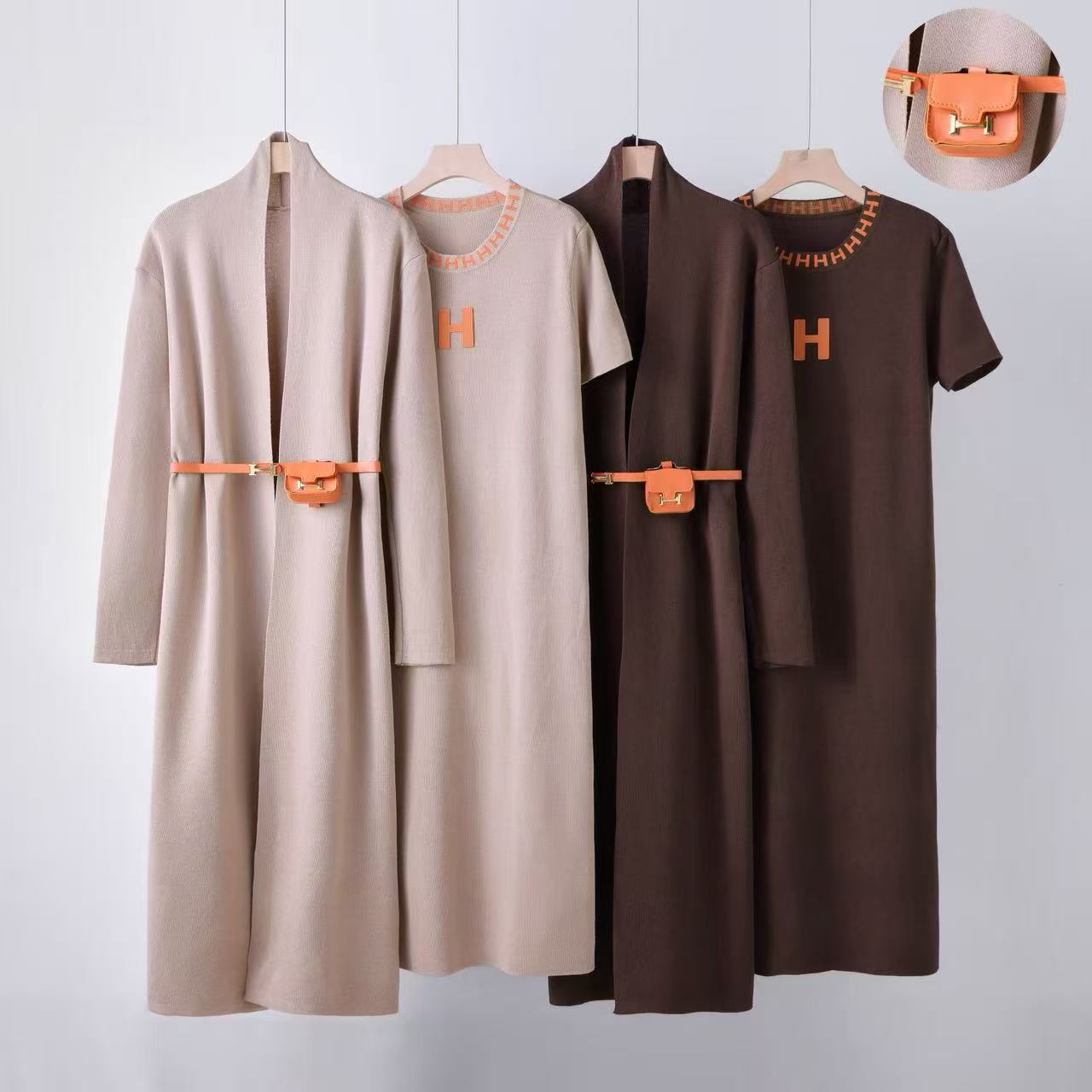 Autumn Large Loose Knitting Letter Fashion Belt Suits
