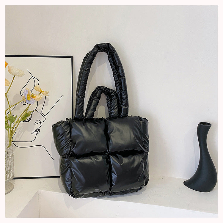 Women's Fashion Large Capacity Totes High-grade Shiny Simple Shoulder Bags