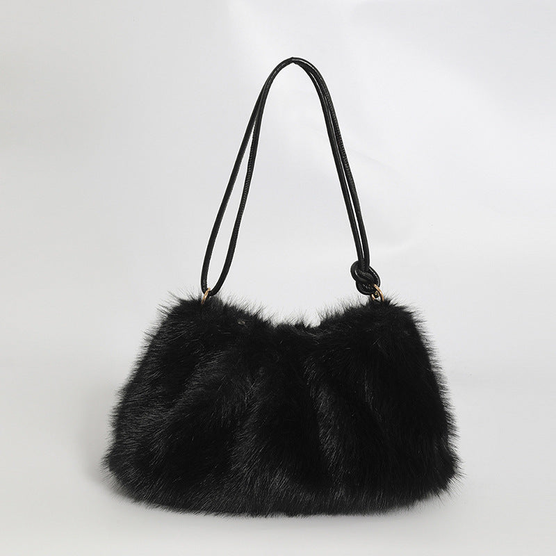 Women's Fur Fashion Underarm High-grade Portable Large Shoulder Bags