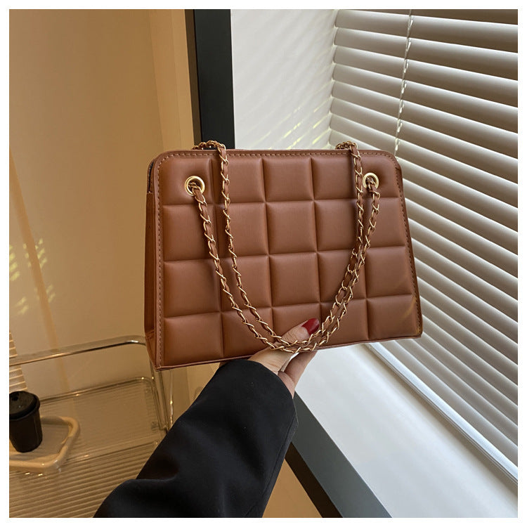 Plaid Indentation Chain Fashionable Simple Western Shoulder Bags