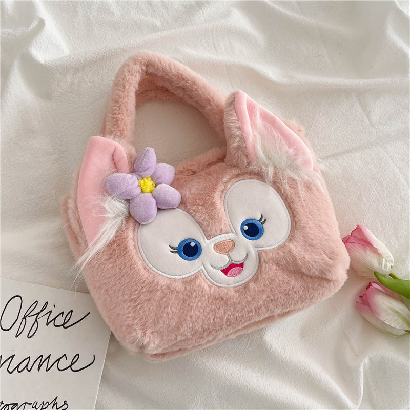 Women's Capacity Portable Plush Preppy Style Heart Shoulder Bags