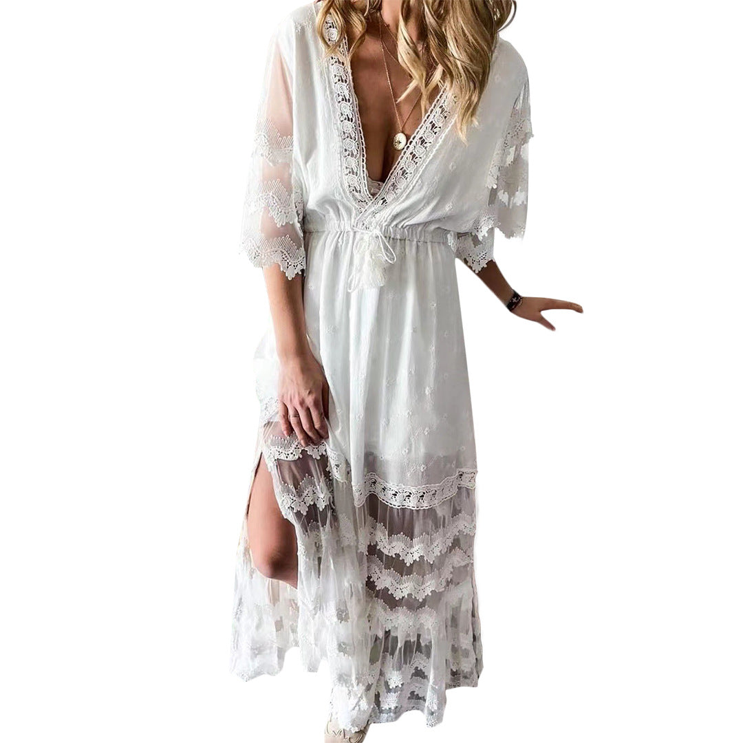 Women's Fashion Lace Tassel Dress Bohemian Vacation Dresses