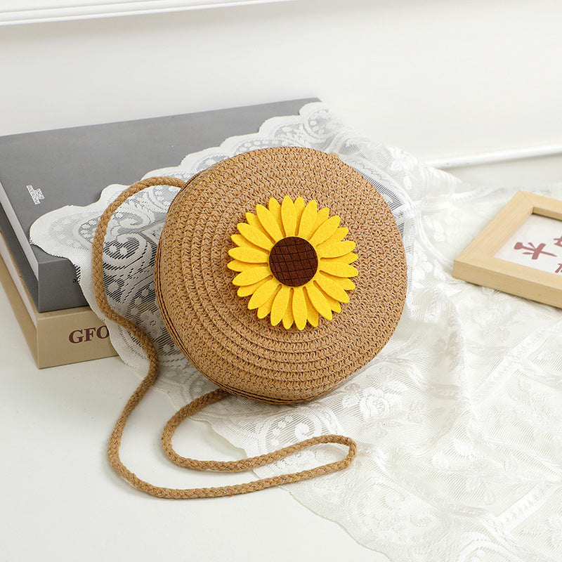 Summer Seaside Flower Straw Hand-woven Female Phone Bags