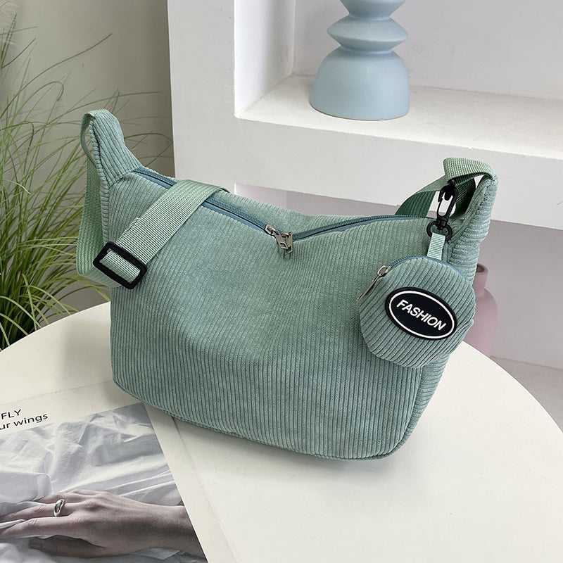 Women's Autumn Corduroy Fashionable Large Capacity Textured Crossbody Bags