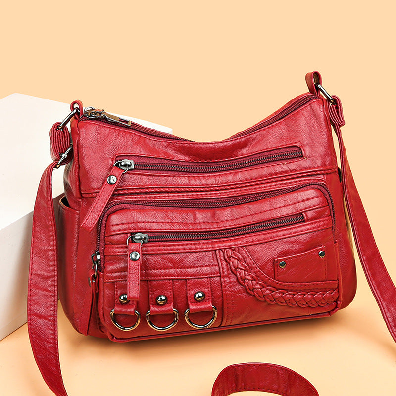 Women's Innovative Mother's Trendy Washed Leather Crossbody Bags