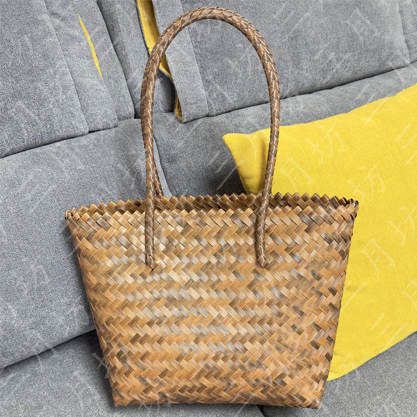 Vintage Rattan Bamboo Hand-woven Vegetable Basket Tote Bags