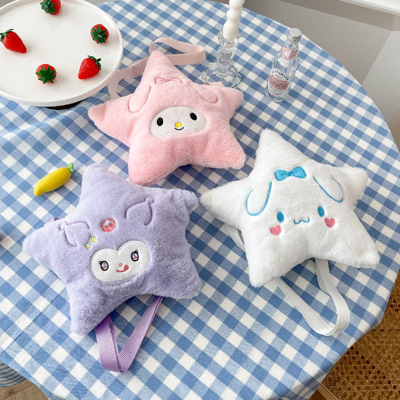Cute Pentagram Plush Female Soft Clow Backpacks