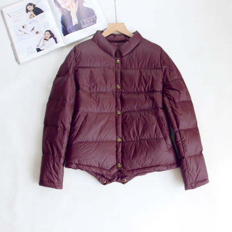 Women's Dovetail Lightweight Down Stand Collar Loose White Jackets