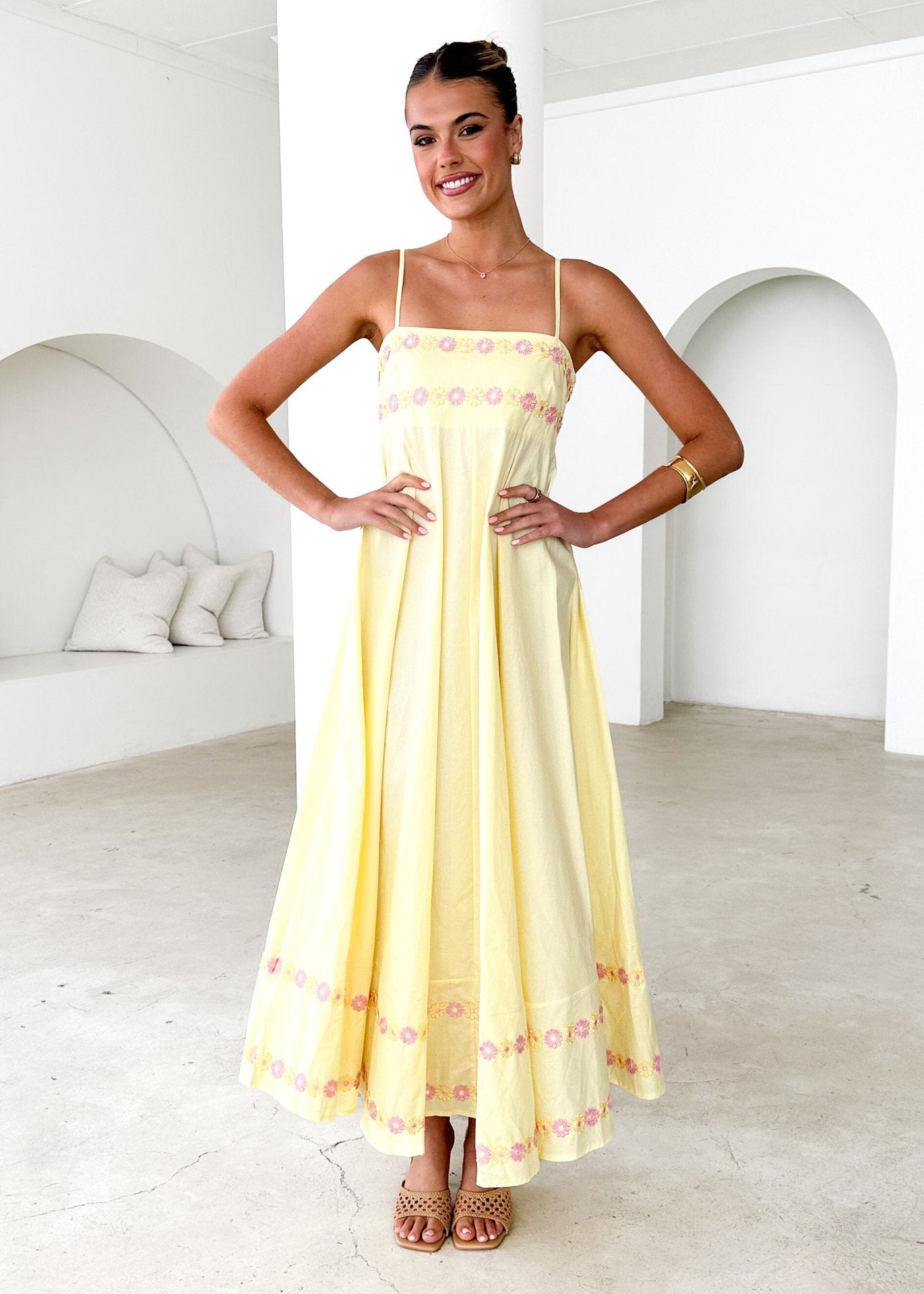 Women's Beautiful Suspender Dress Printed Long Dresses