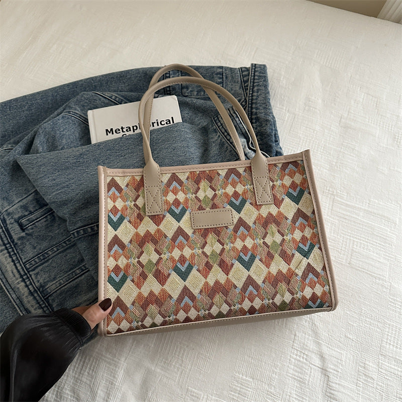 Women's Check Pattern Commuter Fashion Today Popular Tote Bags