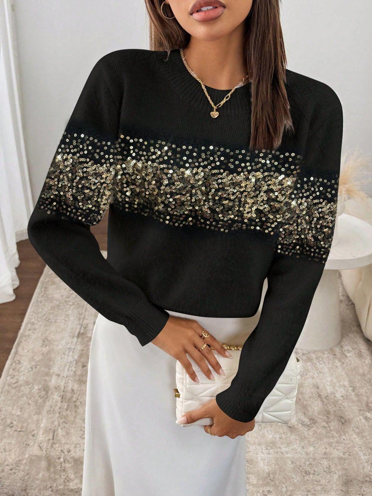 Women's Round Neck Jacquard Large Gentle Elegant Sweaters