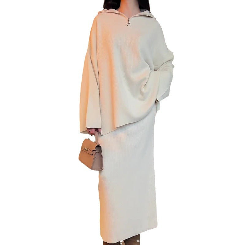 Women's Autumn Fashion Solid Color Loose Zip Suits