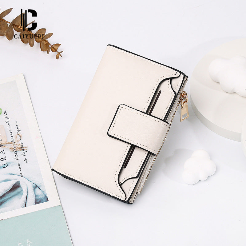 Women's Short Large Capacity Folding Zipper Multiple Ladies Wallets