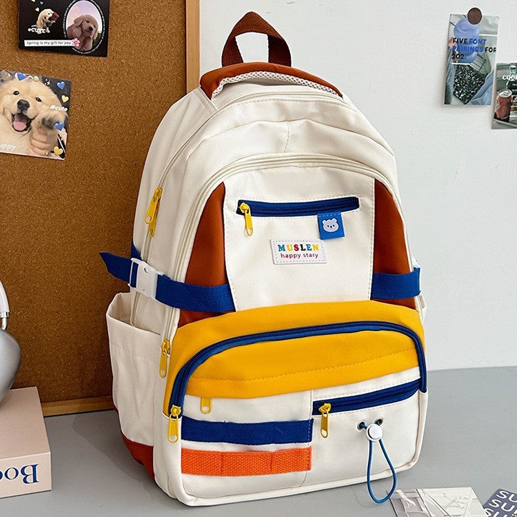 Women's Contrast Color Leisure For Primary Secondary Backpacks