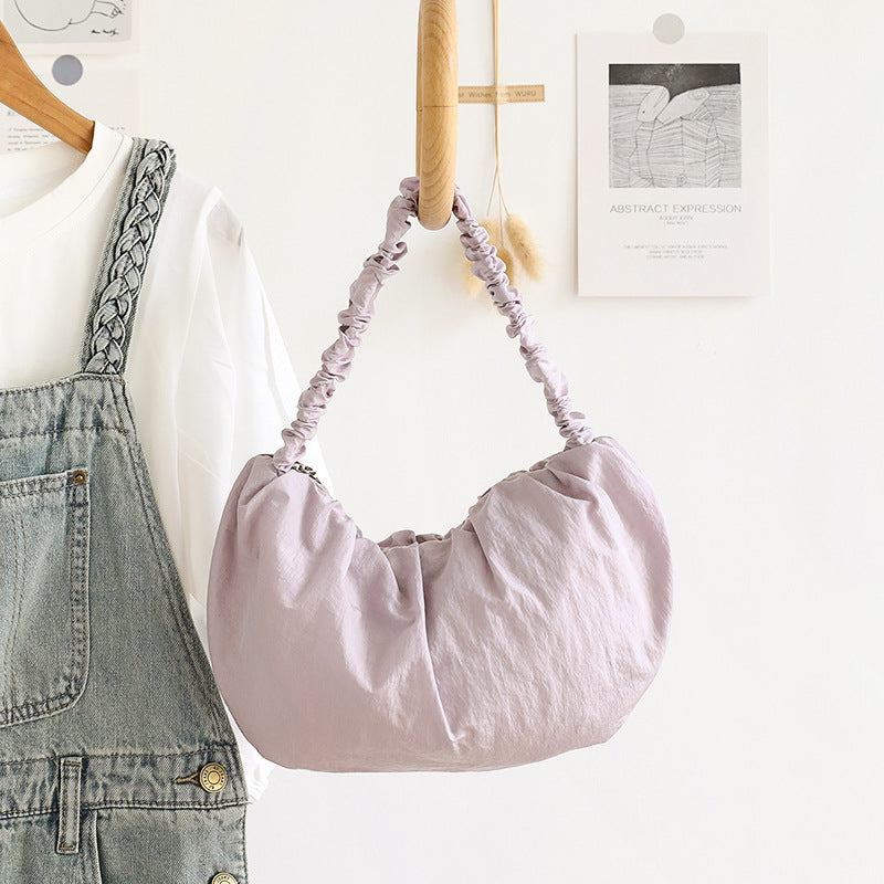 Women's Style Popular Leisure Pleated Cloud Textured Nylon Cloth Armpit Bags