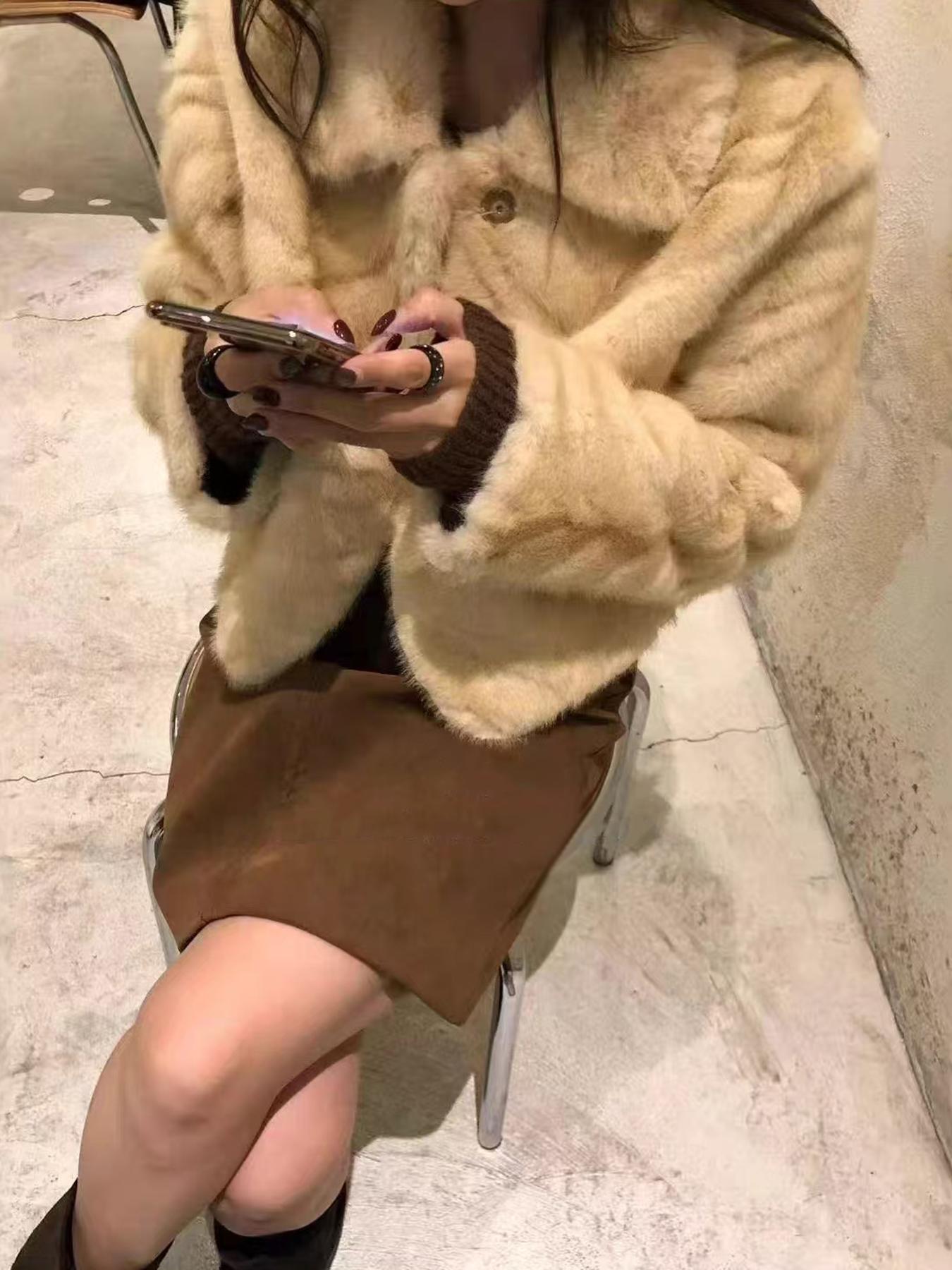 Women's Korean Style High-grade Gold Leaf Mink Environmental Protection Coats