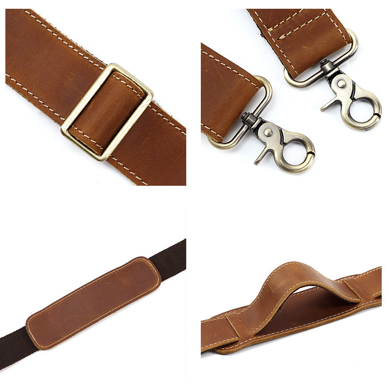 Men's Leather Strap Crazy Horse Retro Support Men's Messenger Bags