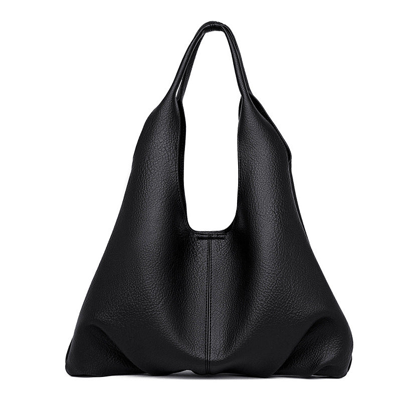 Women's Solid Color Simple Large Capacity Soft Shoulder Bags