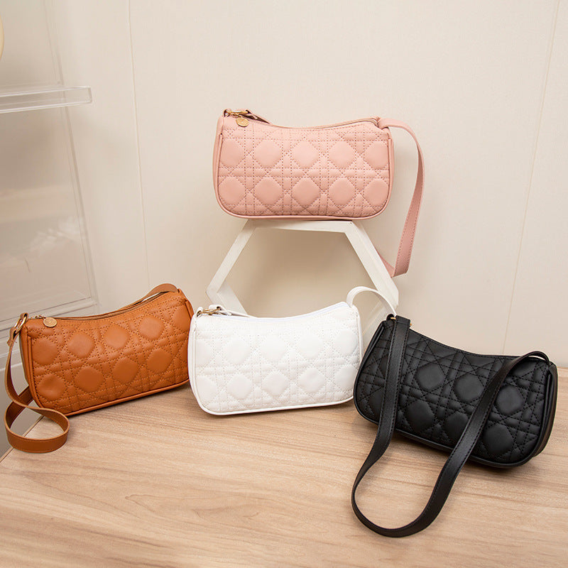 Women's Fashion Diamond Embroidered Underarm Trendy Mini Armpit Bags