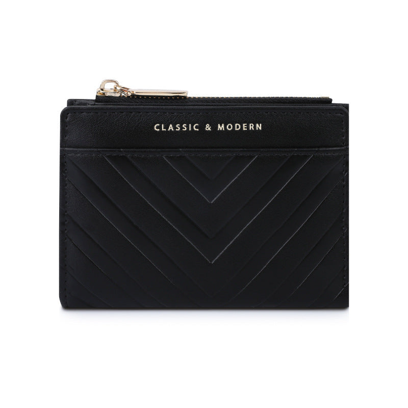 Women's Striped Embossed Leather For Multiple Slots Ladies Wallets