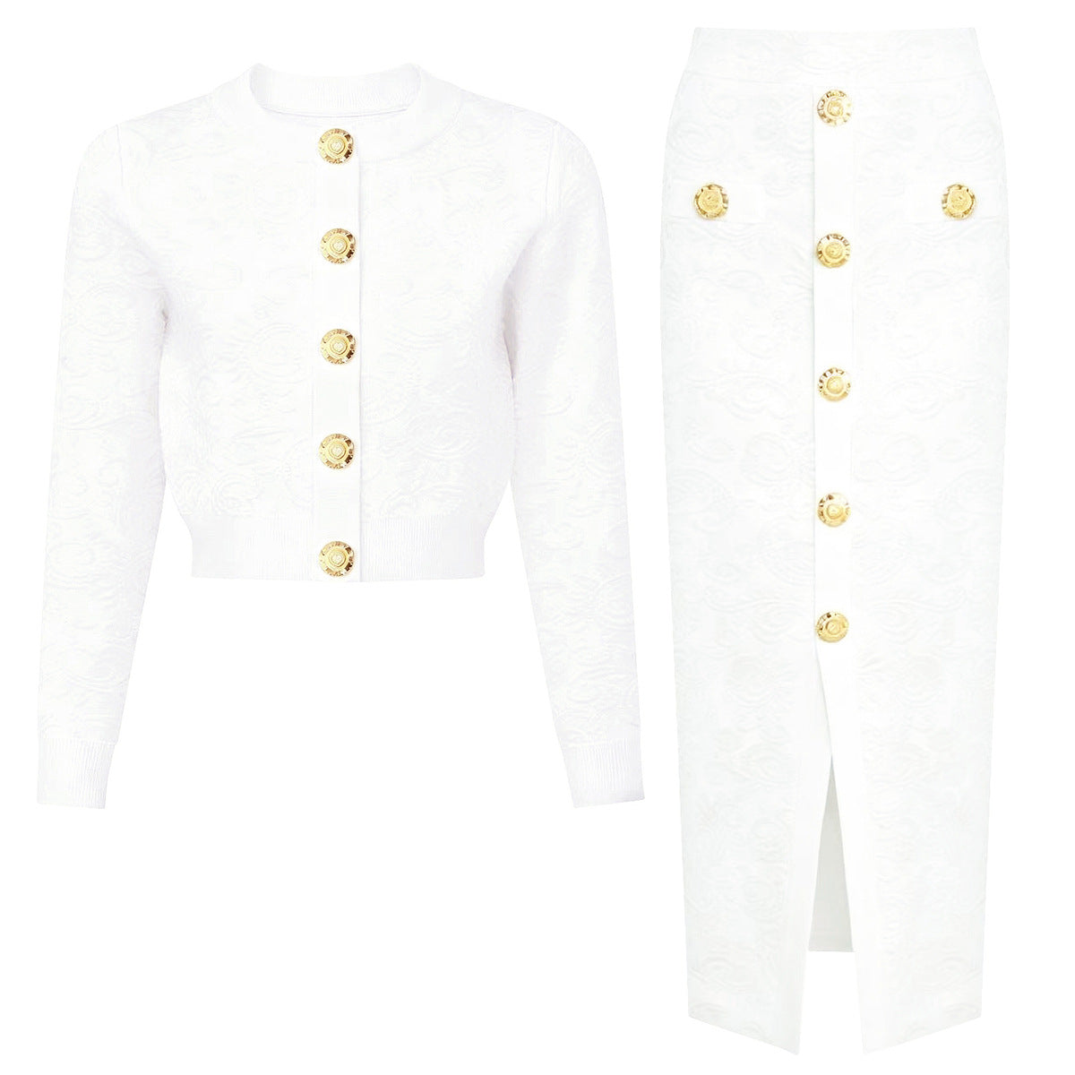 Women's High Quality Fashion Embossed Embroidered Gold Buckle Knitwear