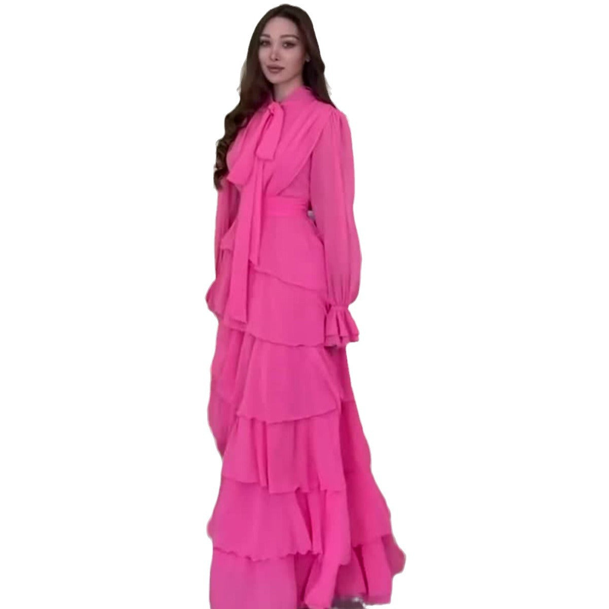 Ruffled Stitching Palace Style Chiffon Design Sense Dresses