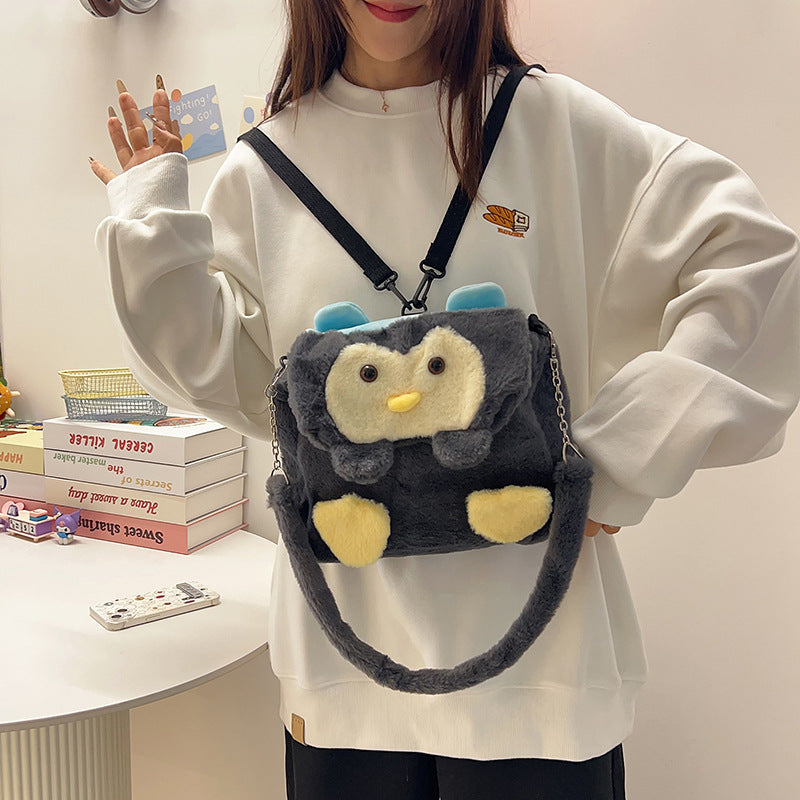 Bow Little Lamb Plush Doll Heart Shoulder Bags