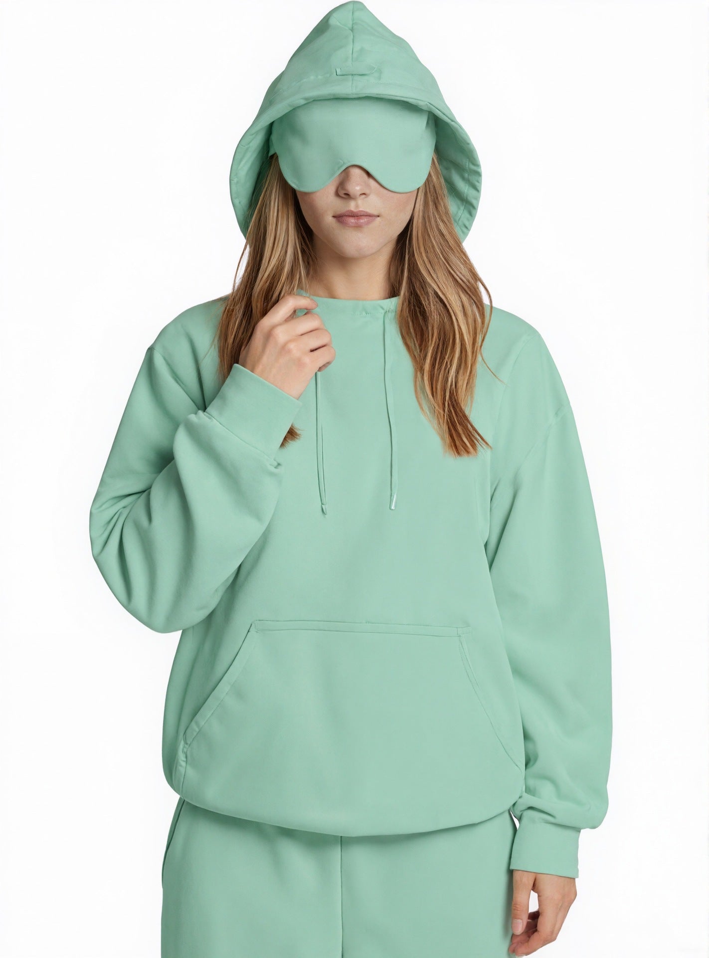 Women's Pocket Hoodie With Eye Mask Travel Sweaters