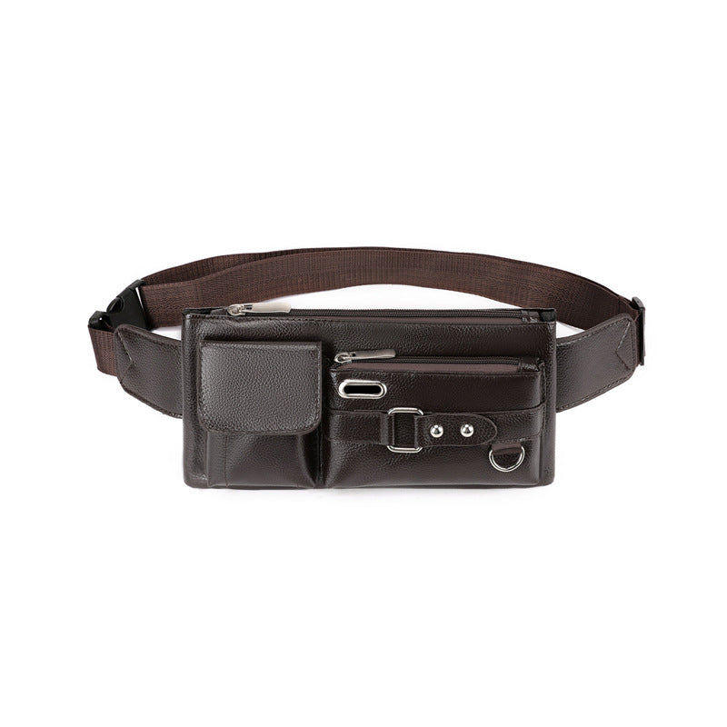 Men's Stylish Leather Korean Simple Black Men's Waist Packs