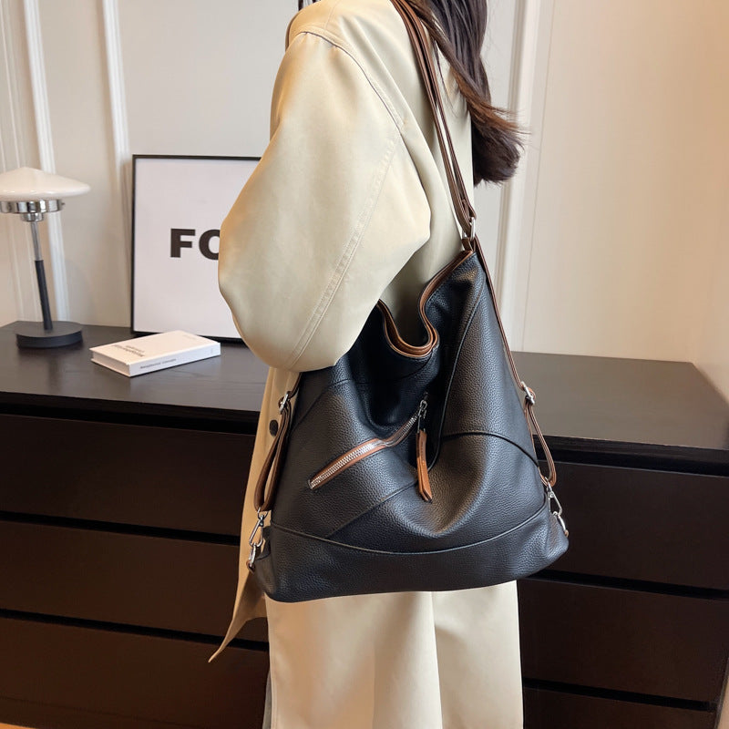 Large Capacity Commuter Fashion Stitching Big Shoulder Bags