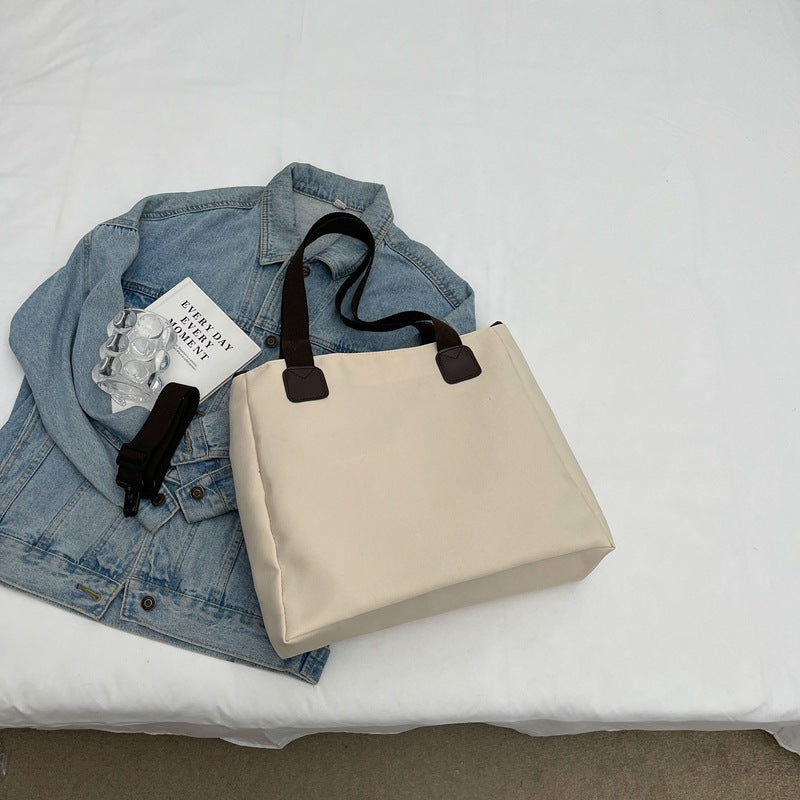 Women's Large Capacity Fashionable Simple Texture Class Tote Bags