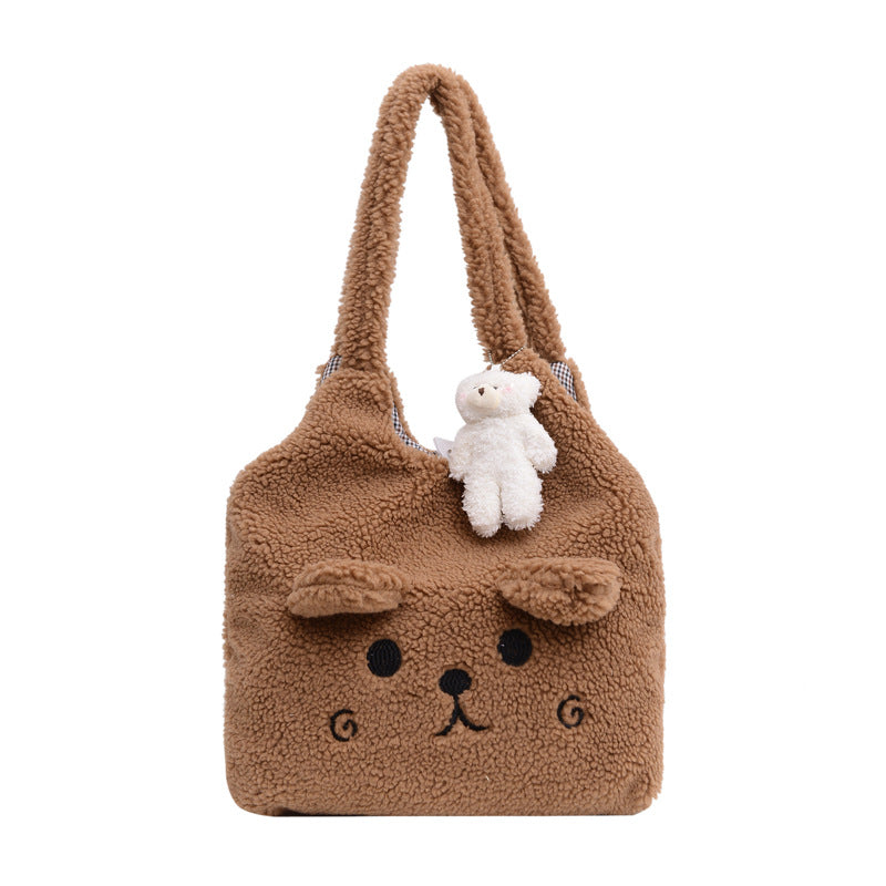 Women's Plush Bear Cute Ears Autumn Personality Trend Shoulder Bags