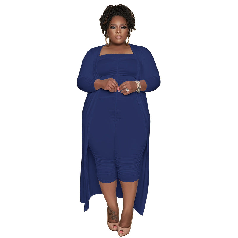 Women's Spring Fat Fashion Two-piece Hip Tight Suits
