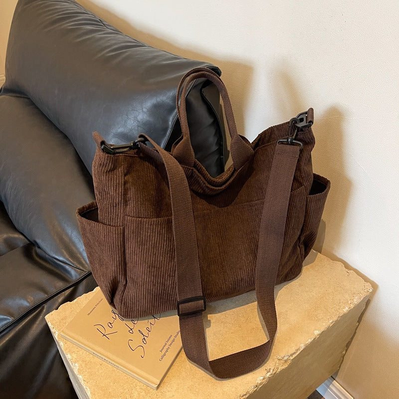 Korean Style Large Capacity Corduroy Art Crossbody Bags