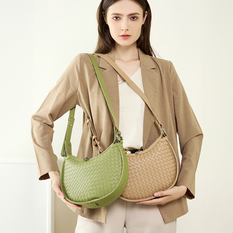 Women's Early Spring Niche Cowhide Woven Fashion Crossbody Bags