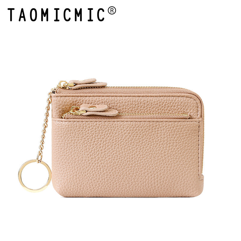 Women's Zipper Short Leather Carry-on Pendant Earphone Ladies Wallets