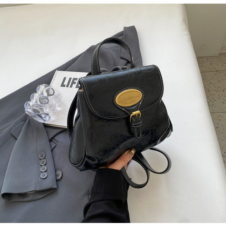 Women's Korean Fashion Texture Fashionable Solid Color Backpacks