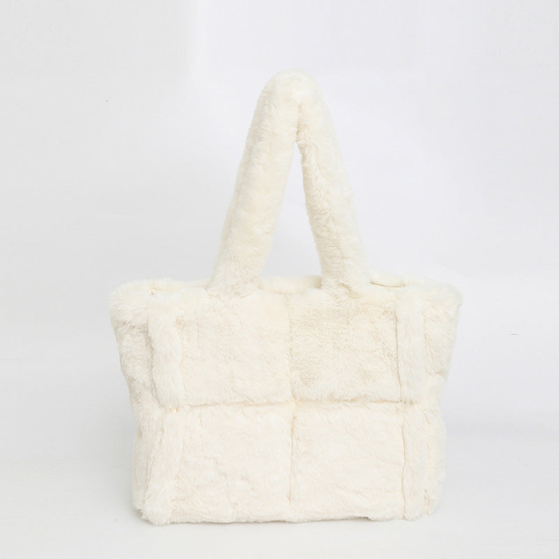 Women's Plush High-grade Versatile Underarm Fashion Patchwork Shoulder Bags