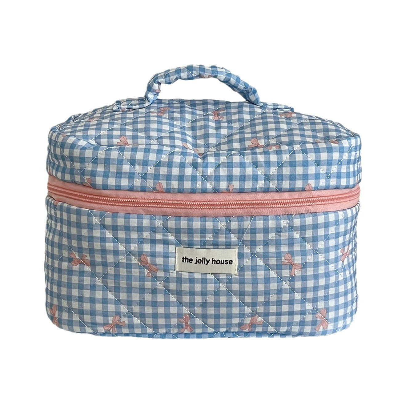 Plaid Bow Large Capacity Sweet Quilted Cosmetic Bags