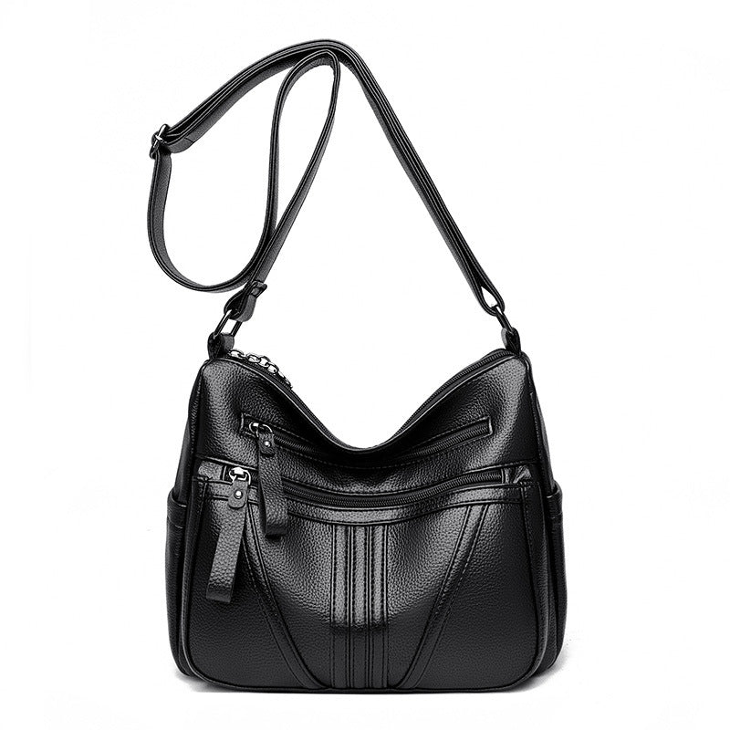 Women's Genuine Leather Fashionable Simple Commuter Large Crossbody Bags