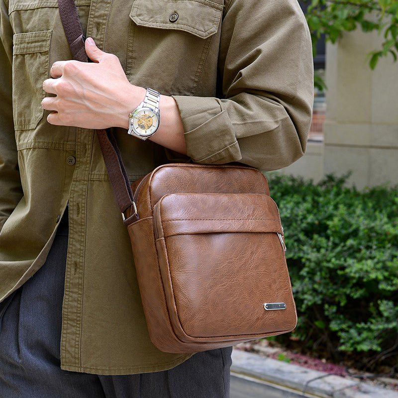Men's Leather Trendy Large Capacity High Sense Men's Messenger Bags