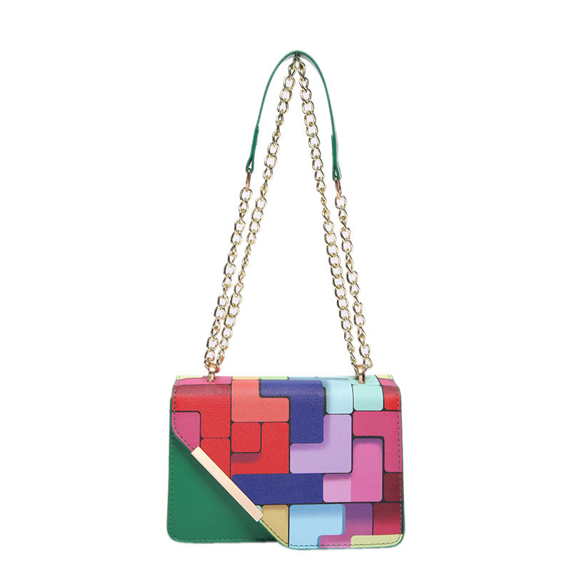 Women's Fashion Color Contrast Fresh Western Style Crossbody Bags