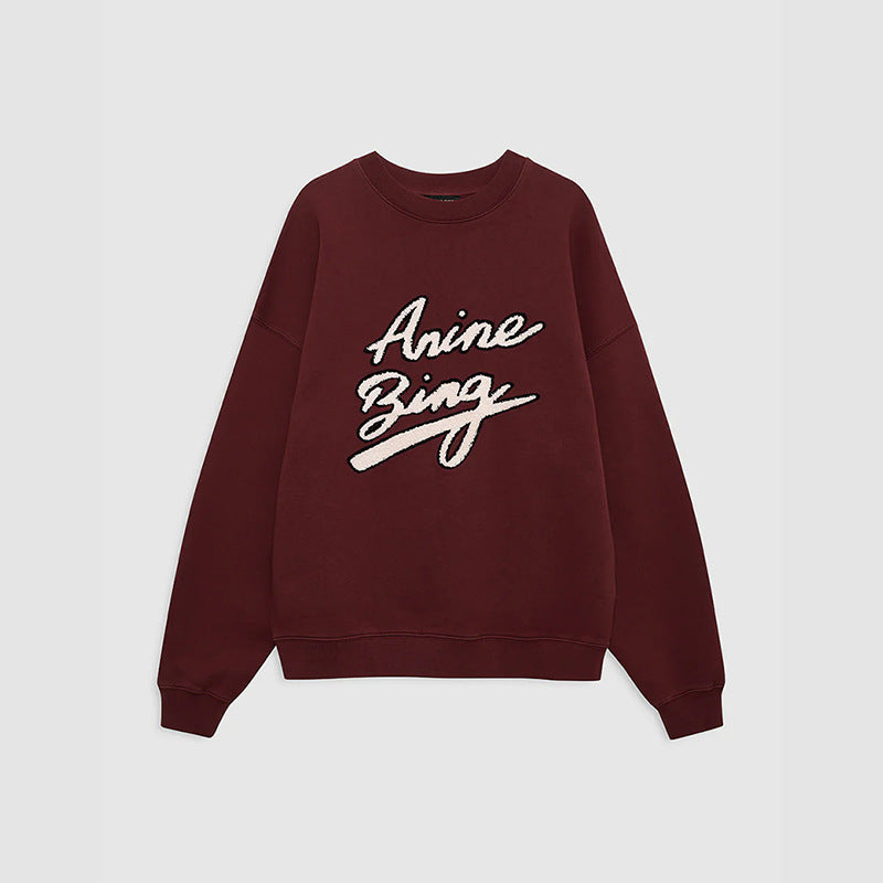 Women's Niche Art Word Special Embroidered Fleece Round Sweaters