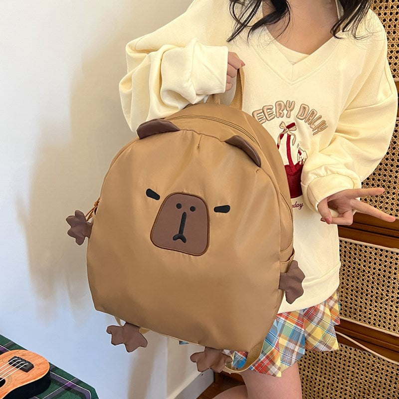 Cute Popular Heart Cartoon Capybara Large Backpacks