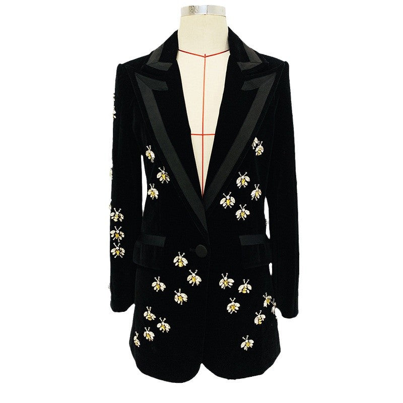 Versatile Fashion Bee Diamond Beaded Veet Jackets